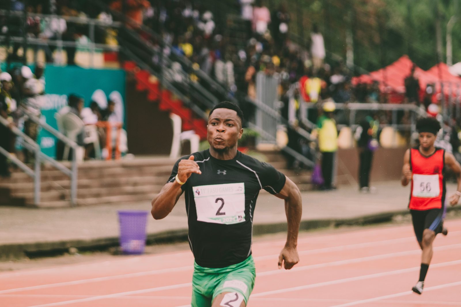Athlete sprinting during a track competition