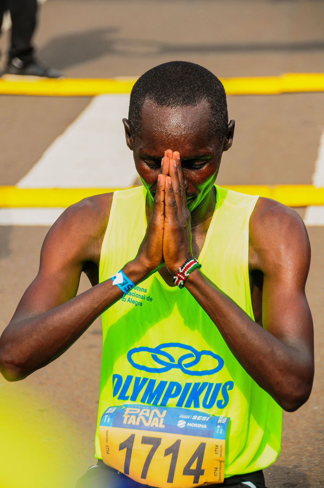 Athlete competing in a road running event
